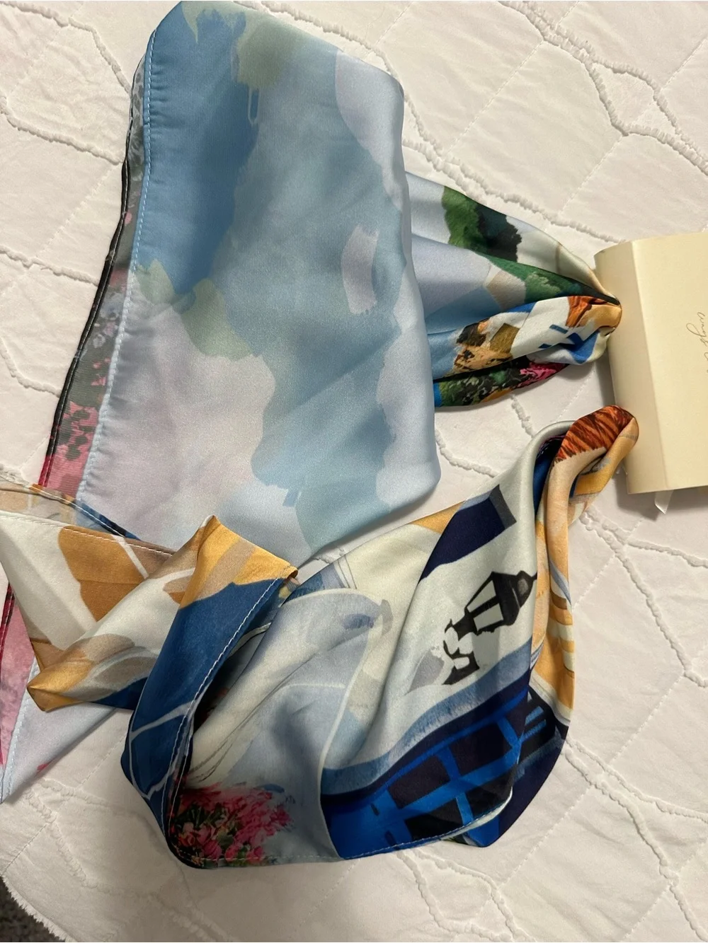 Cynthia Rowley Light Blue & Multi-Color Silk Hair Scarves